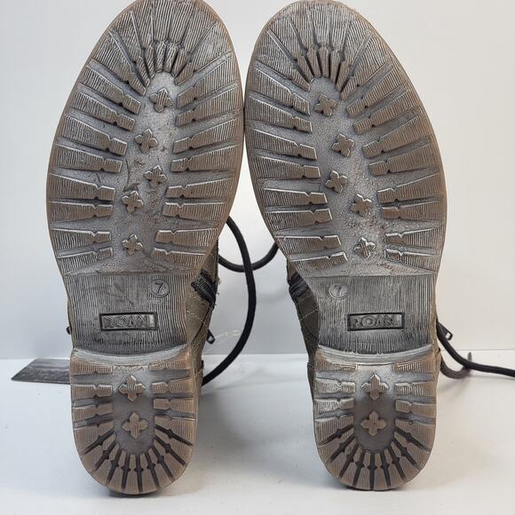 Roan Affair Leather Combat Boots 7M Olive Suede Zip Lace Distress Mid Calf Army - Picture 13 of 13